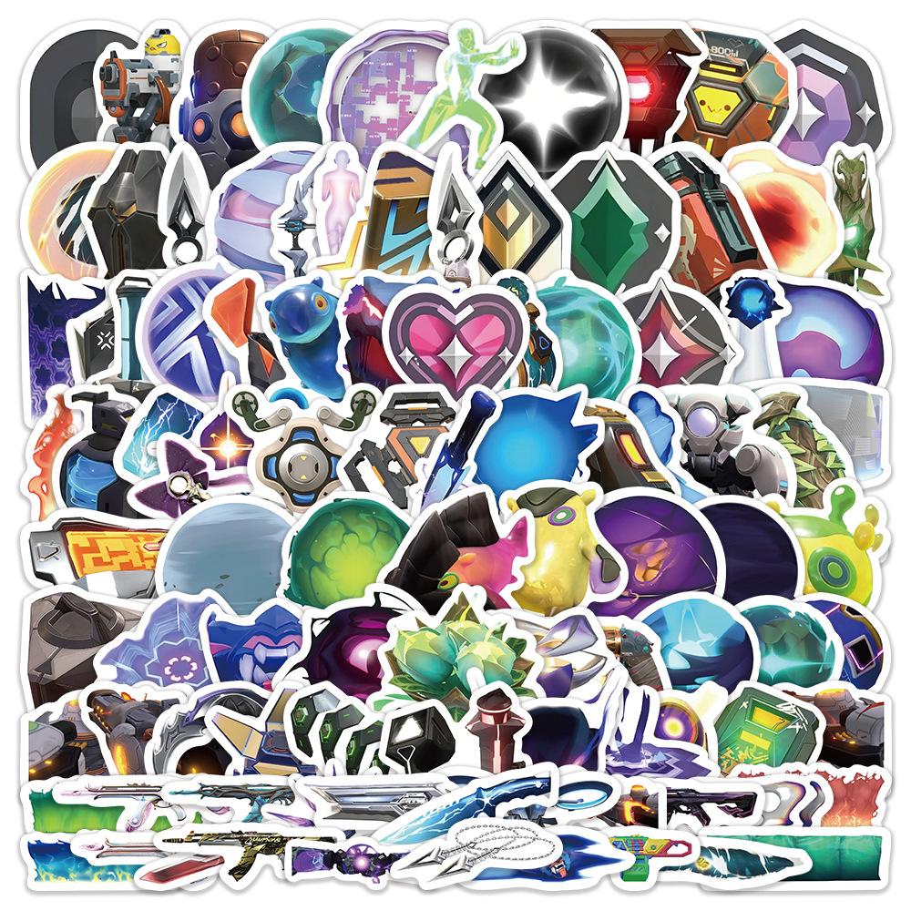 1050 100 Stück Spiel Valorant Fähigkeiten Lustige Graffiti Aufkleber Kreative Dekorative Skateboard Helm Wasserbecher Notizbuch Aufkleber gray