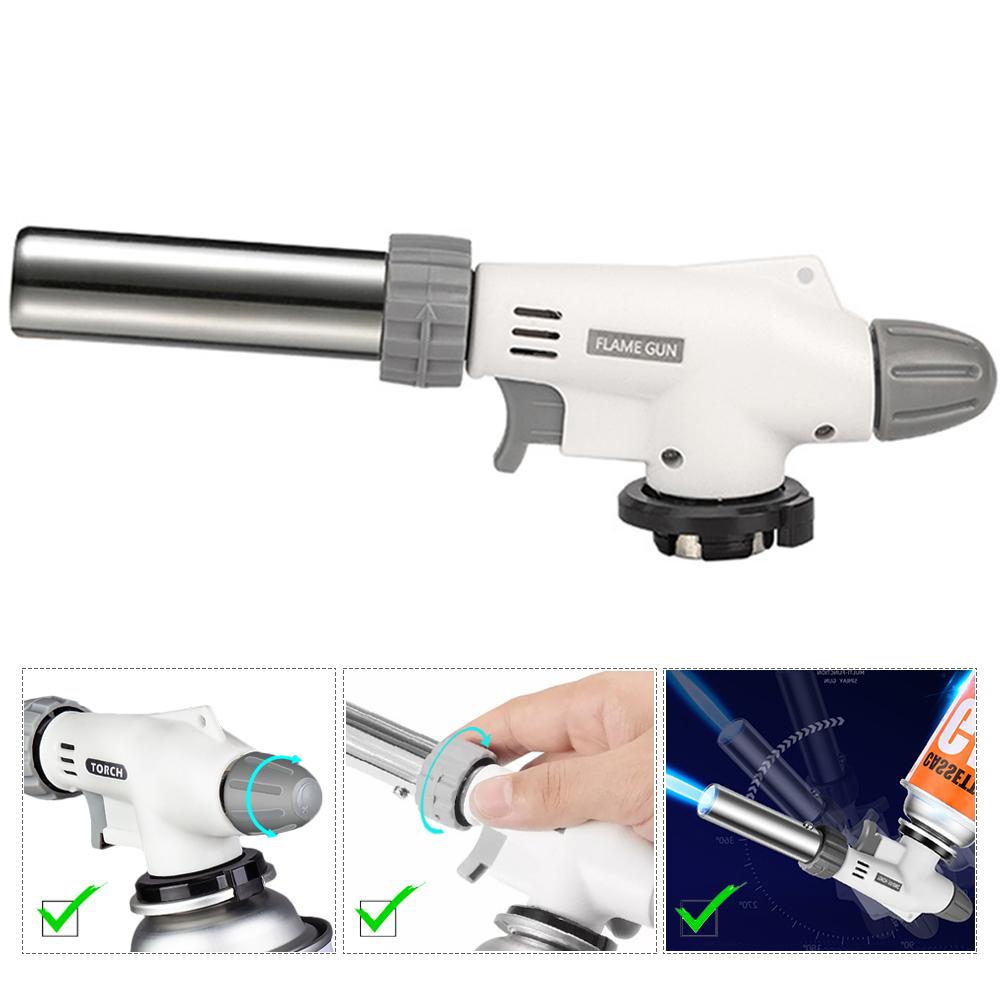 1300 ℃ Flammenwerfer Automatische Zündung Brenner Fackel Feuerzeug BBQ Kochen Löten Flammenwerfer Outdoor Camping Butangas Spritzpistole Köpfe
