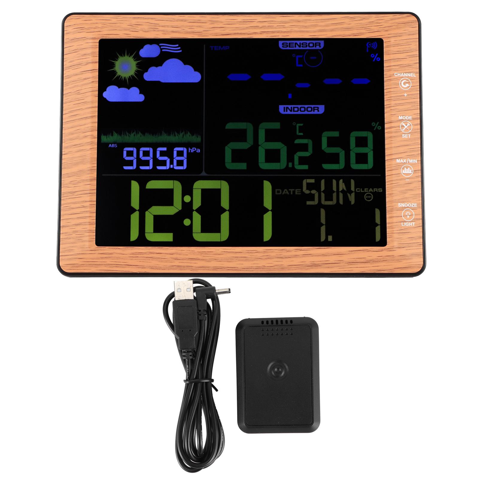 Drahtloser Wettervorhersage Farbbildschirm Wecker Innen Außen Geräuschgesteuerter Wecker