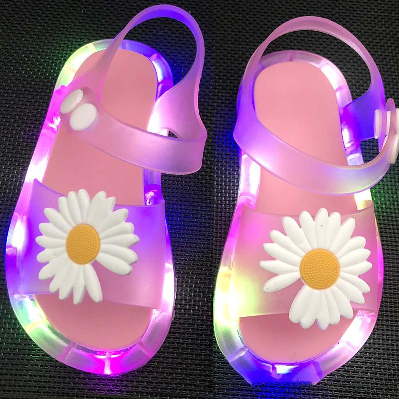 Mädchen Hausschuhe Kinder Einhorn LED Kinder Hausschuhe Baby Sandalen Kinder Schuhe für Mädchen Jungen Leuchtende Schuhe Kleinkind 24-25#
