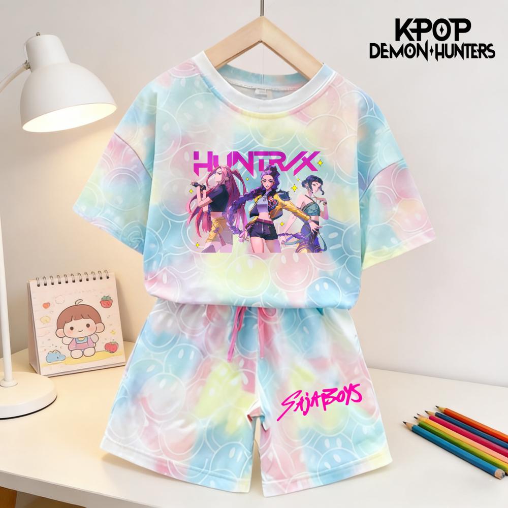Sommer Dämonenjäger Lächeln Gesicht Mädchen Kinder 3D Druck Kurzarm T-Shirt Tee Top 100