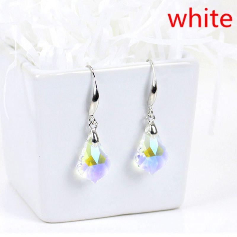 Exquisite Mode Silber Kristall Ohrringe Ohrringe Bunte Barock Ohrringe Romantische Klassische Liebhaber Verlobungsohrringe Jubiläumsgeschenke weiß