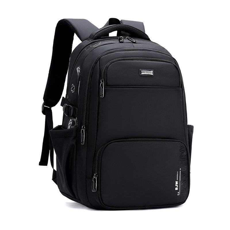 2025 Neue Schultaschen mit mehreren Fächern Einfacher Buchstaben-BJW-Rucksack für Jungen der Junior High School Leichtgewichtiger Rückenschutz Schultasche für Mittelschüler grau