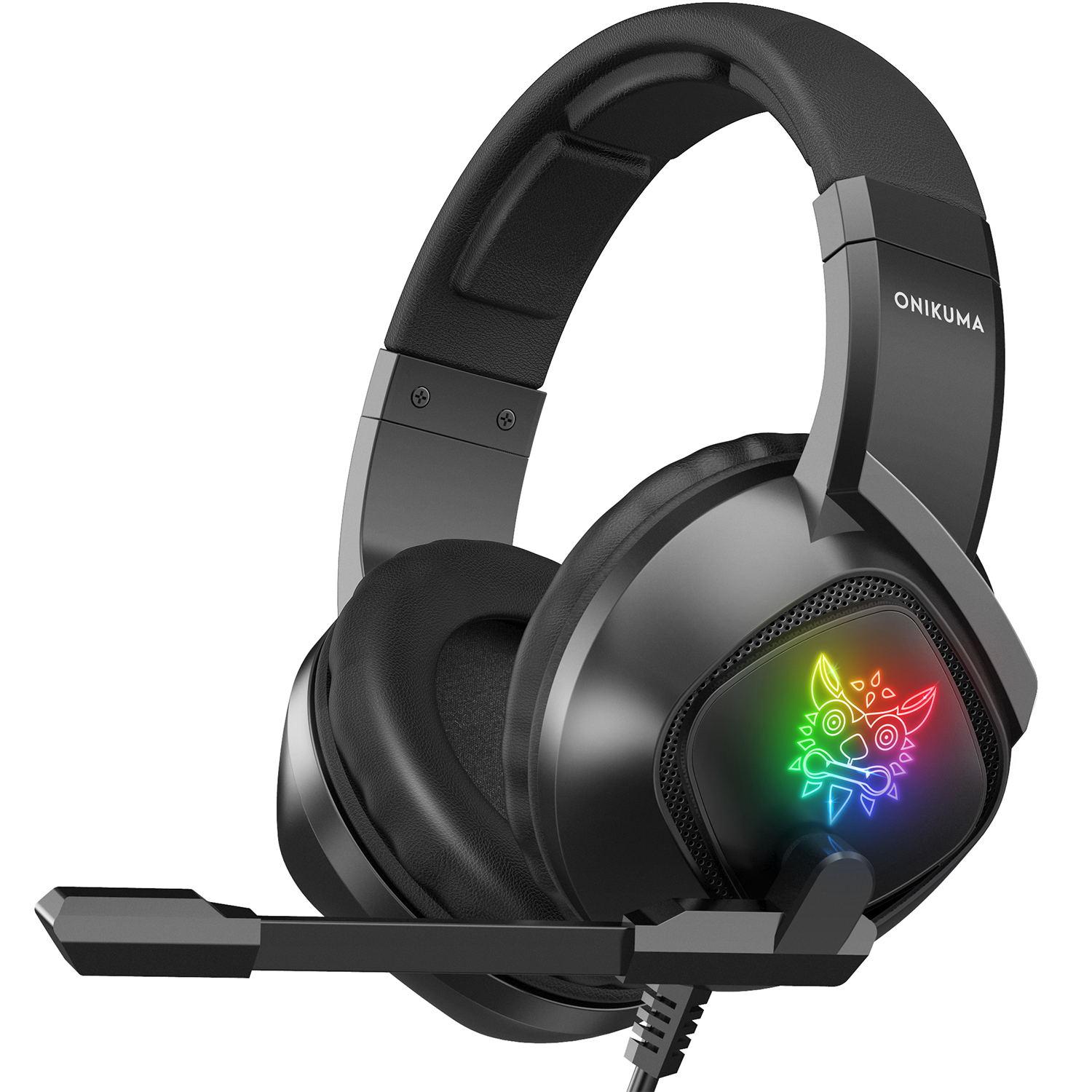 K19 Surround-Gaming-Kopfhörer Headset Gamer USB-Kabel Over-Ear-Kopfhörer RGB Gamer für PS4 PS5 Xbox Series Gamer 21*18.5*10cm schwarz