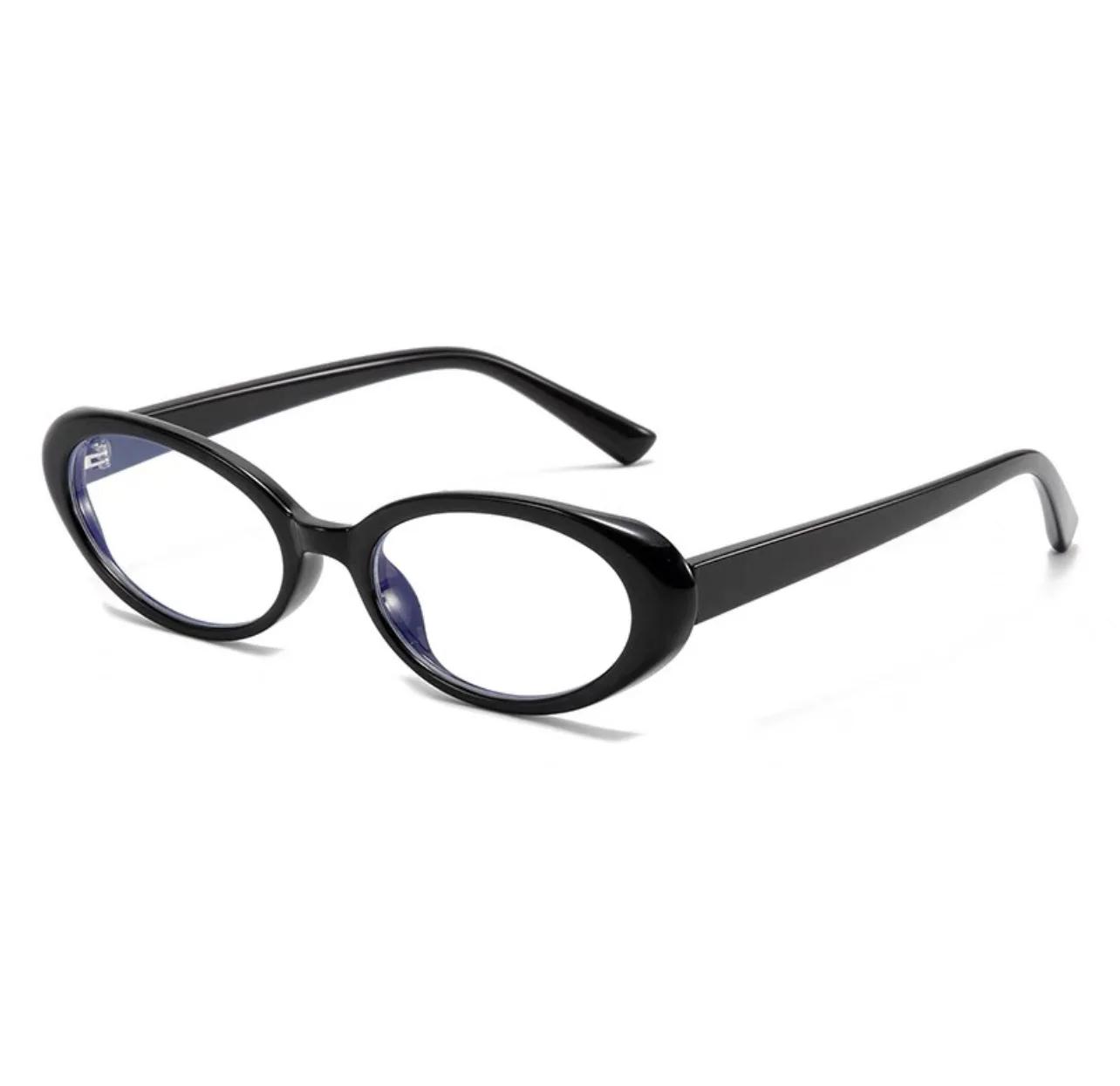 Stylische Hip-Hop Y2K Millennium Brille Vintage Stil Premium Oval Schwarzer Rahmen Brille Süß Cool Schmal Klein Oval Brille Hohe Qualität black