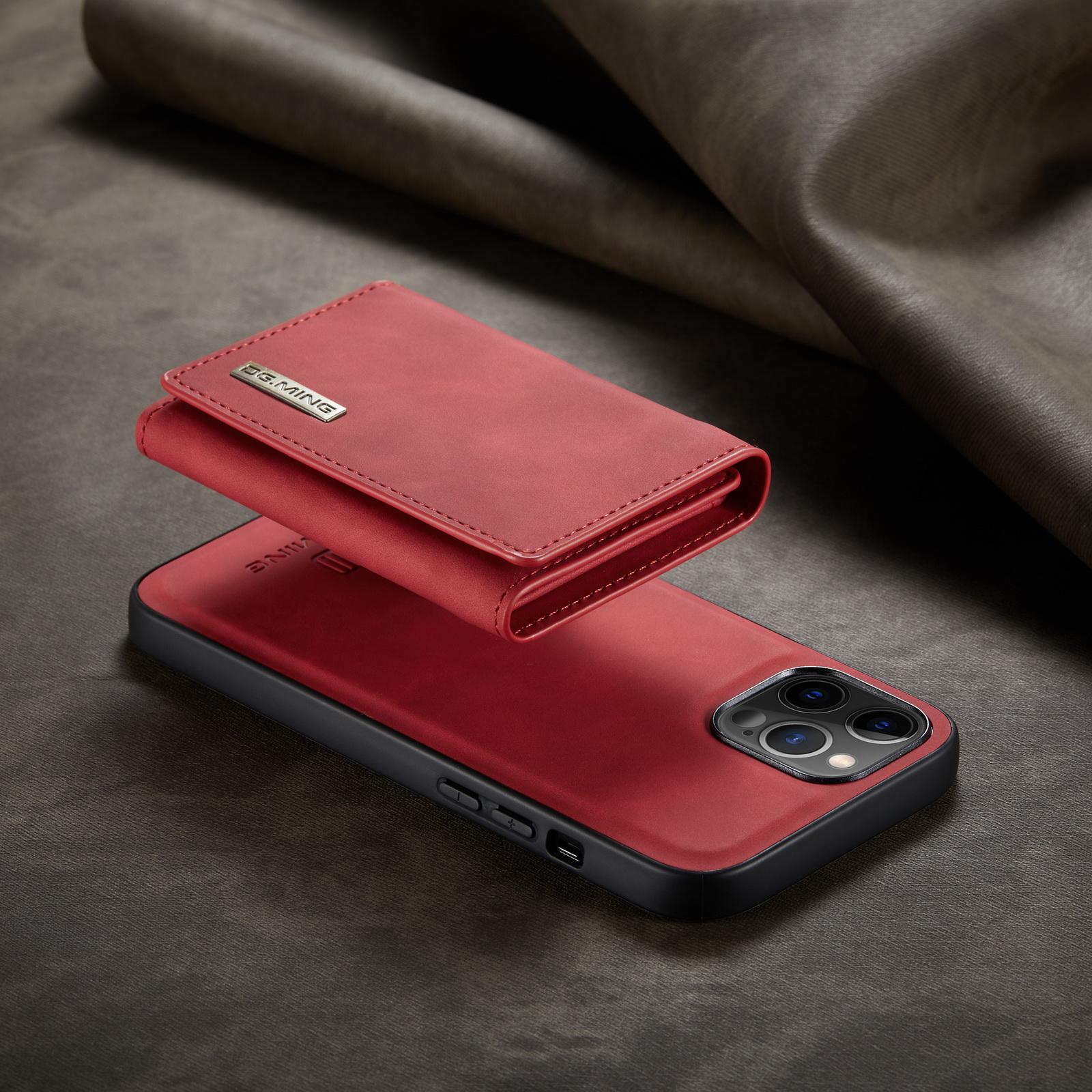 Luxuriöse magnetische abnehmbare Leder-Handy-Geldbörse für iPhone 13 Pro Max 12, Samsung S21 S20, Huawei OnePlus Google Kartenhalter, Stand-Rückseite iPhone 14 rot