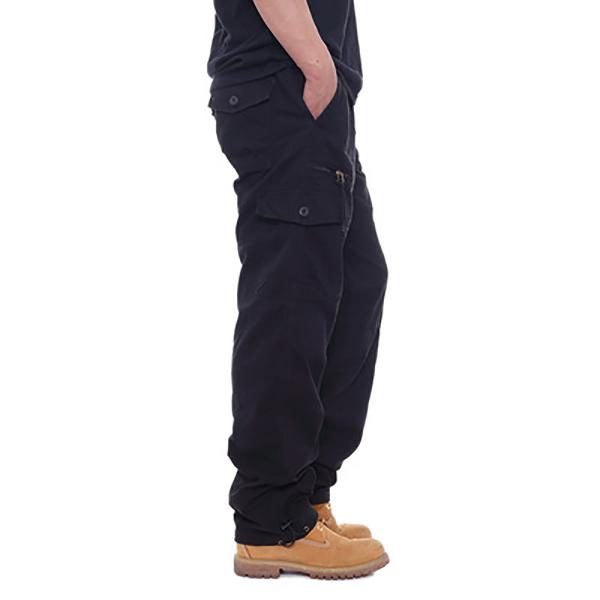 Baumwolle Overalls Herren Casual Hosen Elastische Taille Große Größe Multi-Pocket Lose Hosen Baustelle Hosen XL schwarz