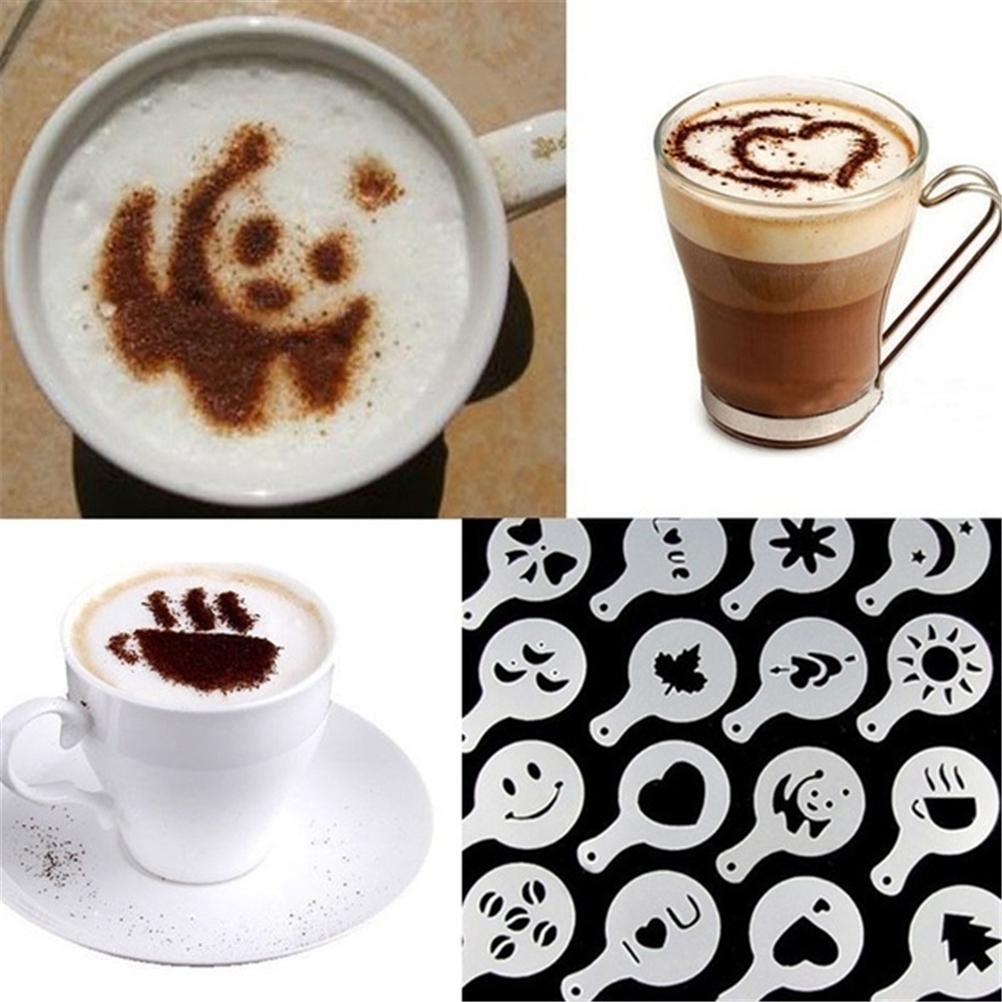 16 Stück Kunststoff Cappuccino Kaffee Schaum Sprühschablonen DIY Dekorieren Kaffee Druckform