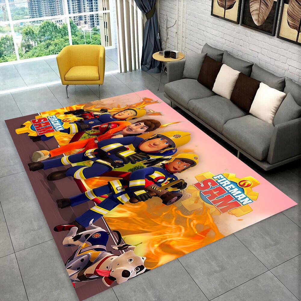 3D Klassischer Feuerwehrmann Sam Kinder Cartoon Teppich für Wohnzimmer Schlafzimmer Zuhause Sofa Dekoration, Kinder Spiel Rutschfeste Fußmatte Geschenk 40x60cm( 15x23in )