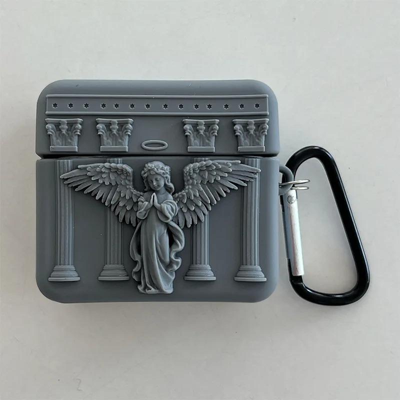 Für AirPods Pro 2 3D Gott Engel Silikon Kopfhörer Abdeckung für AirPods Pro 1 2 3 Fall Kreative Ohrhörer Lade Abdeckung für AirPods 3 for AirPods Pro 2 graue