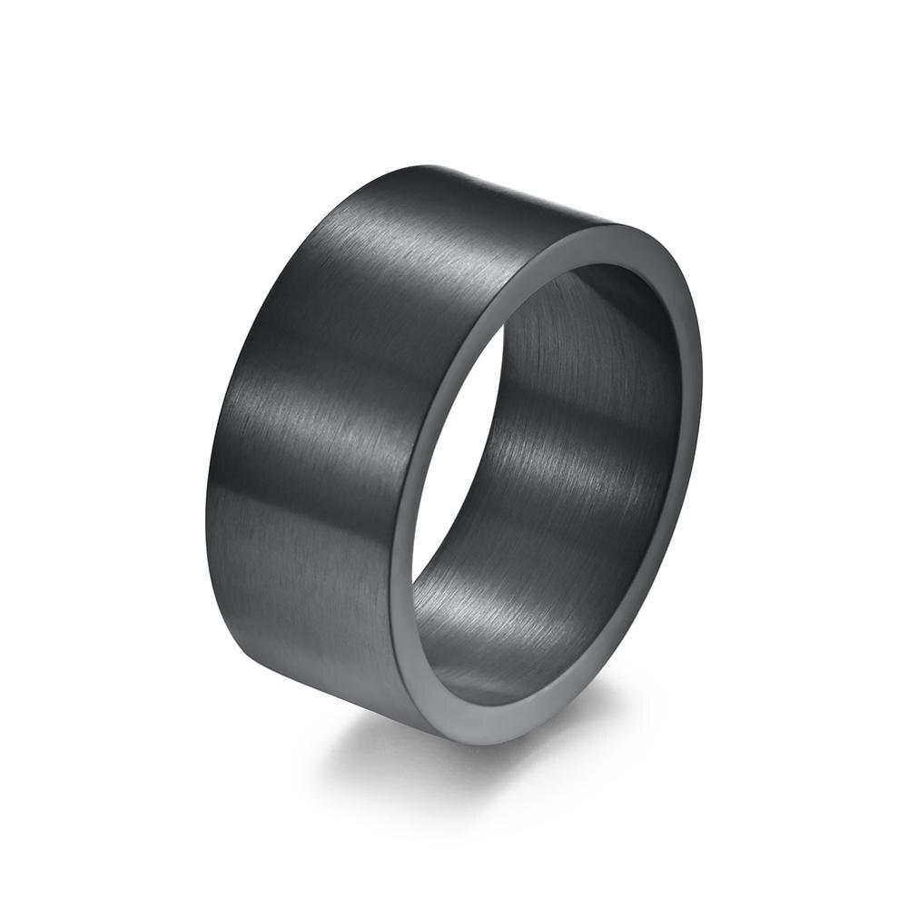 Breiter Ring aus Titanstahl, gebürstet, großer Ring für Männer, mattgold/schwarz/silberfarben, Fingerringe, Herrenschmuck 8 schwarz