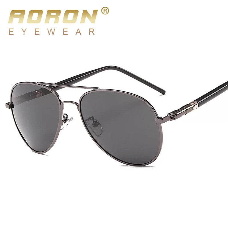 AORON Modische polarisierte Sonnenbrille für Herren, klassische Sonnenbrille, UV400-Beschichtung, Legierungsrahmen, Fahrbrille für Herren dunkelgraue