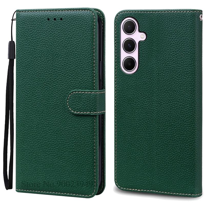 A56 5G Hülle Für Samsung A56 5G Hülle Brieftasche Leder Klapphülle Für Samsung Galaxy A56 Hülle Ständer Buchhülle Coque Fundas Etui For Samsung A56 5G dunkelgrüne