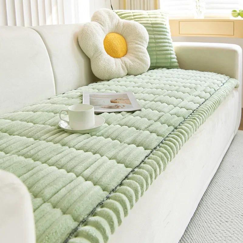 Neue Winter Warme Cord-Stepp-Sofa-Decke Verdickung Plüsch-Kissen Sofa-Abdeckung L-förmige Eckcouch Anti-Rutsch Moderne Sofa-Abdeckung 60x60cm