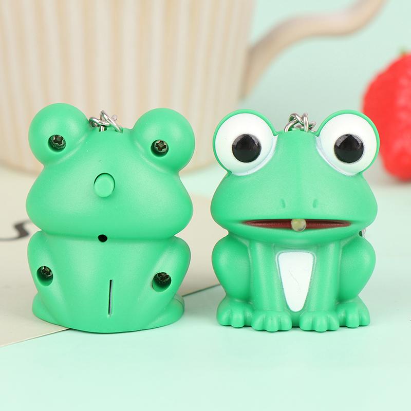 Lustiger schöner grüner Frosch Schlüsselanhänger mit LED-Licht und Sound Schlüsselanhänger Kinder Spielzeug Geschenk