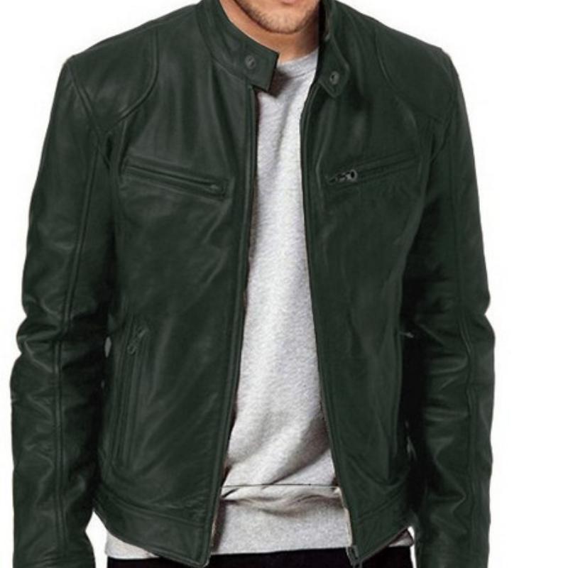 Herrenjacke mit Stehkragen, durchgehendem Reißverschluss, Brusttaschen und verstellbaren Bündchen S dunkelgrüne