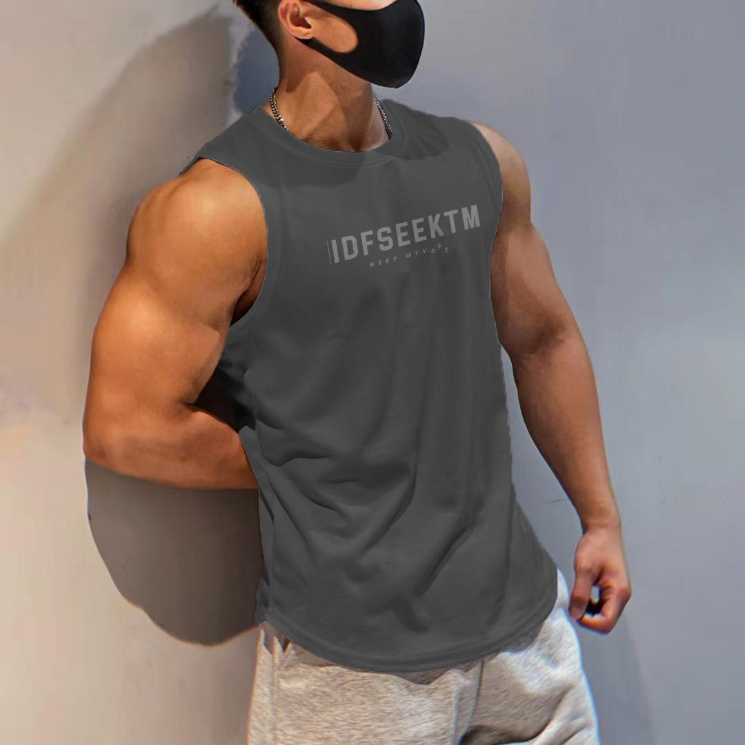 Herrenmode Sport Tanktops Lässiges Ärmelloses T-Shirt Herren Sportweste L grau