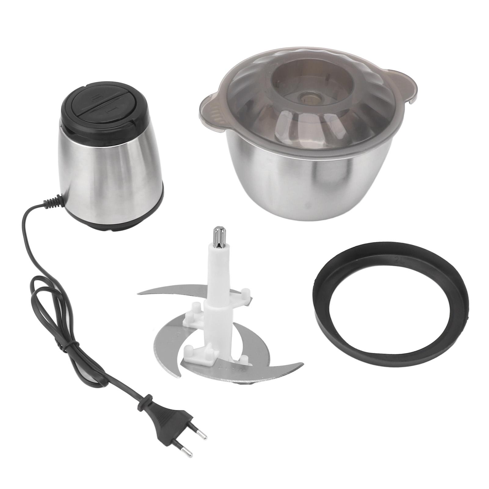 Elektrischer Fleischwolf aus Edelstahl, 2 l, 8000 U/min, 200 W, multifunktionaler elektrischer Mini-Lebensmittelzerkleinerer L