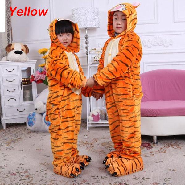 Kinderkleidung mit Kapuze, Strampler, Nachtwäsche, Winter, Kinder, Flanell-Pyjama, modisch 100 gelb