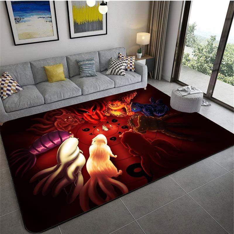 Anime Naruto rutschfeste Teppiche, große Mattenteppiche für Wohnzimmer, bequemer Teppich, weiche Bodenmatte, Teppiche für Schlafzimmer 80cm x 120cm