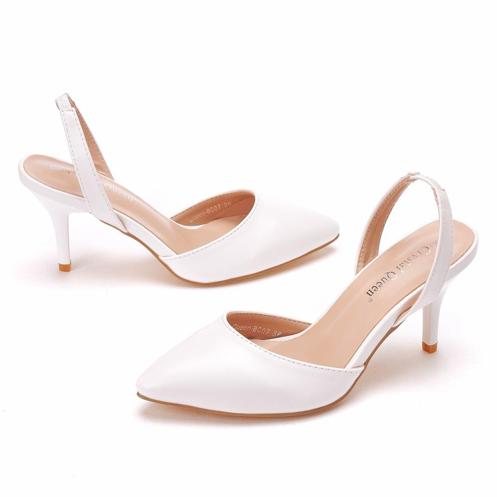 7cm Flache spitze Sandalen Weiß Dünne Absätze Kleine Größe Hochzeitsschuhe Braut Hochzeitskleid Schuhe Hochzeitsfotografie Schuhe 41 white