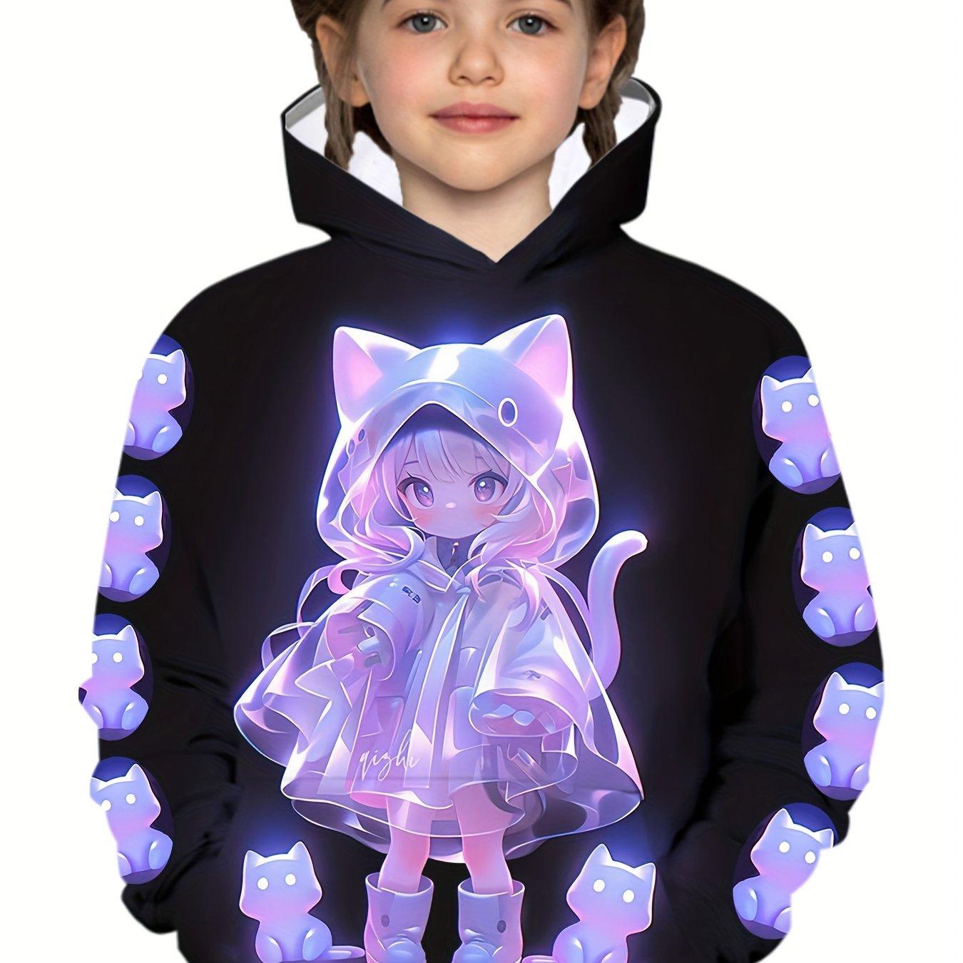 Kinder Kleidung Mädchen Hoodies Langarm Cartoon Comic Mädchen Druck Herbst Kinder Kleidung Mädchen Kawaii Mädchen Tops Kinder Kleidung 140CM