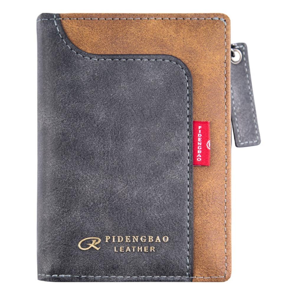 Mode Klassische Herren Geldbörse Hochwertiges Leder Geldklammer RFID Diebstahlschutz Kreditkartenhalter Kurze Reißverschluss Geldbörse schwarz