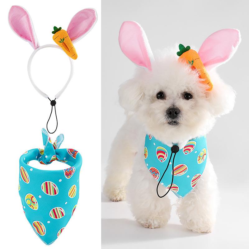Dreieckstuch für Hunde, Haustier-Schal, Hunde-Haarband mit Kaninchenmotiv, bedrucktes Hunde-Speicheltuch, Fliegen für Hunde, Hundezubehör für kleine Hunde S