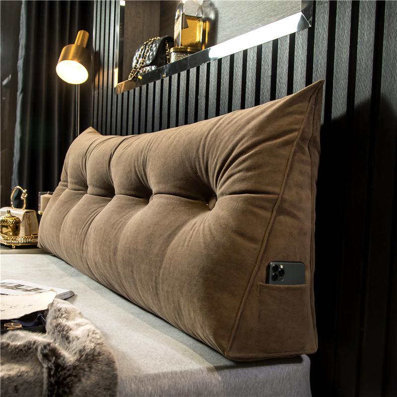 Kopfteilkissen, dreieckiges Kissen, Rückenlehne, Schmerzlinderung, Sofa, Taillenkissen, Keil-Schlafkissen für dekorative Kissen für das Bett 120 * 50 * 20cm braun