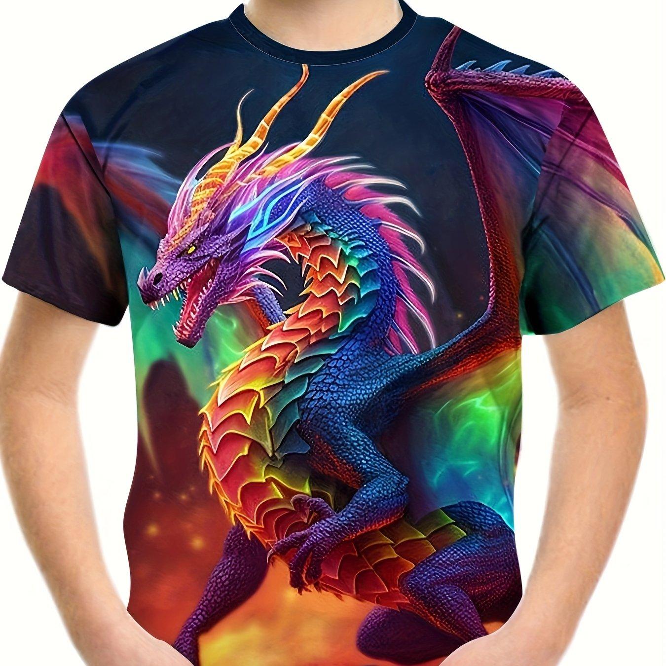 Kinderbekleidung T-Shirts für Jungen Kurzarm Kinder T-Shirt Stilvoller 3D-Drache-Graphit-Druck Lässige Mädchen Sommerkleidung Tops 110