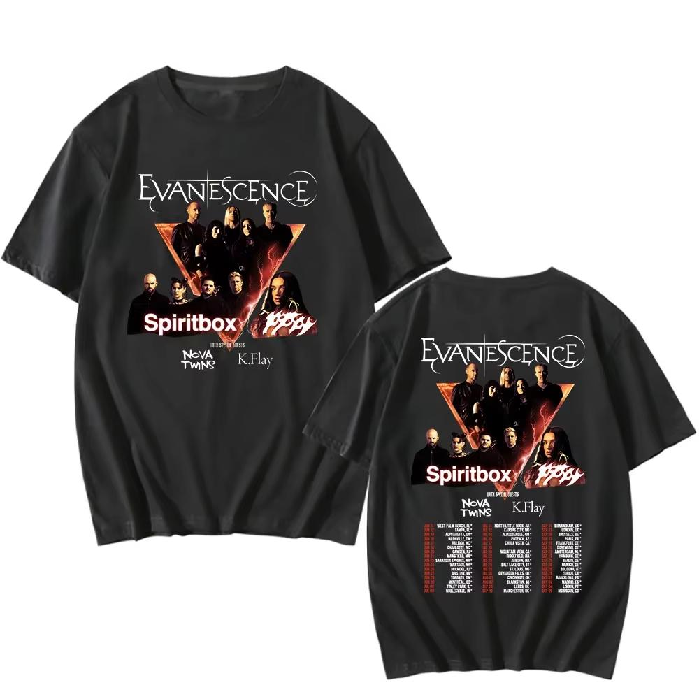 EVANESCENCE Tour 2026 T-Shirt Heavy Metal Mode Unisex Streetwear Männer Frauen Kleidung Hip Hop Streetwear Oversized T-Shirt M black