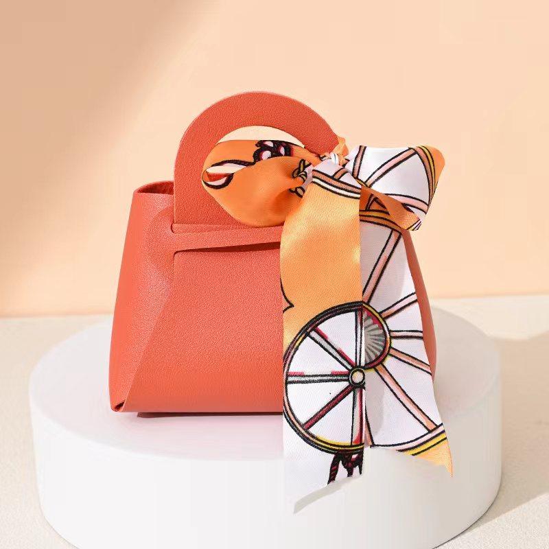 5 Stücke Leder Geschenktüte Hochzeit Gefälligkeiten Pralinenschachtel Eid Mubarak Tragbare Süßigkeiten Geschenk Kleine Box Korb Schmuck Verpackung Taschen orange