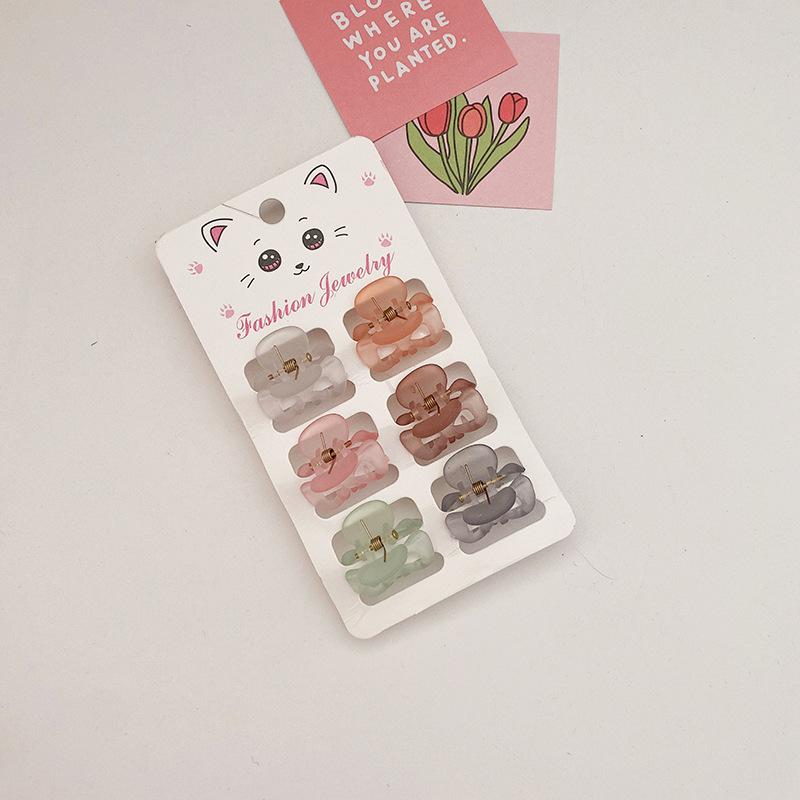 6PCS Transparente Blume Kleine Haar Krallen Clips Frauen Mädchen Strass Perle Mini Krabben Haar Klemmen Süße Kinder Haar Zubehör