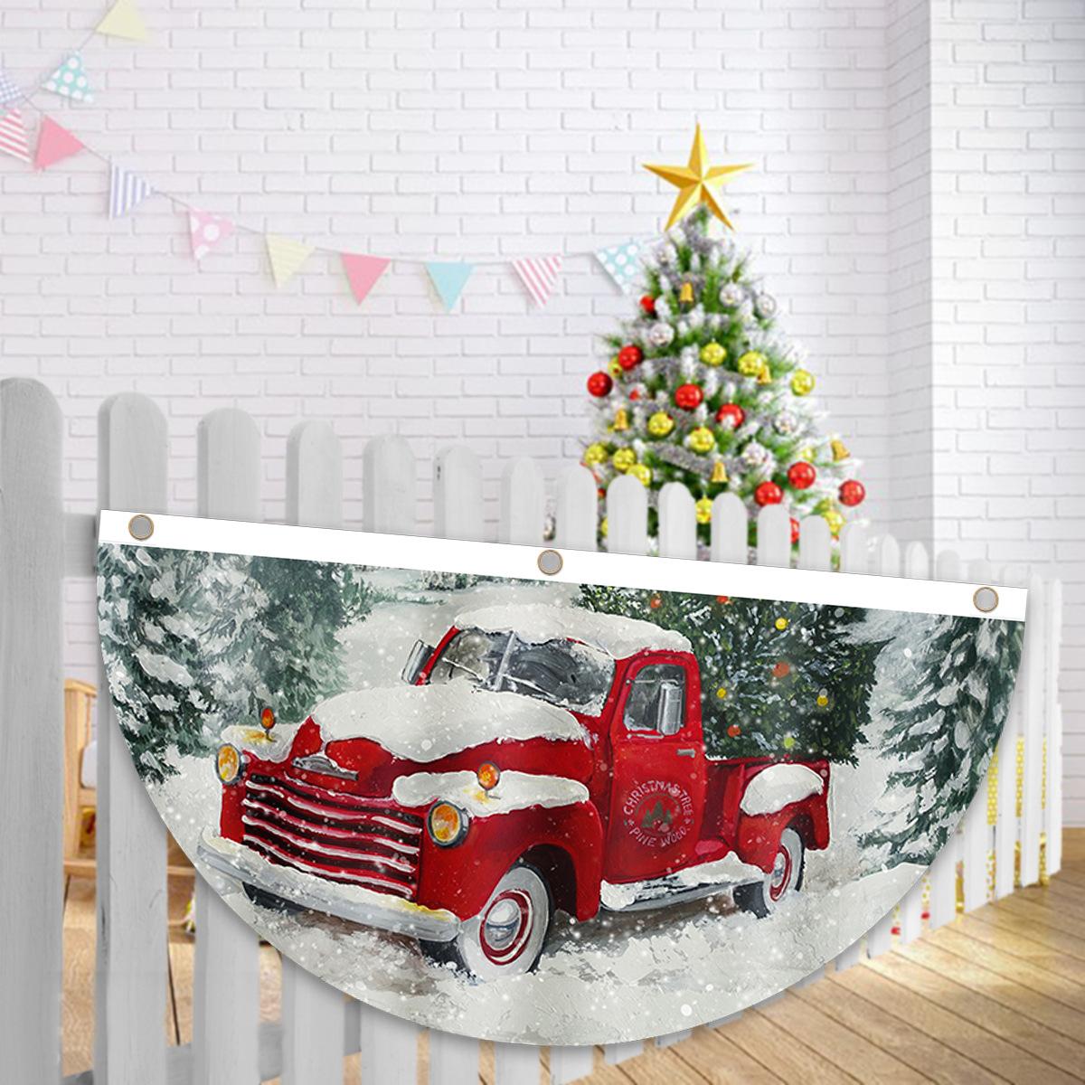 Weihnachten Outdoor Fan-förmige Flagge Banner Weihnachtsdekoration für Zuhause Cristmas Drop Ornament Weihnachten Navidad Geschenk Neujahr 2023