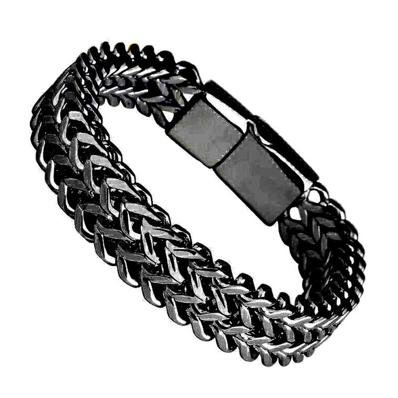 Herren Edelstahl Armband Zubehör 2023 Mode Charm Armband Herren Gold Armband Luxus Männer Geschenk Rock Stil 20cm schwarz