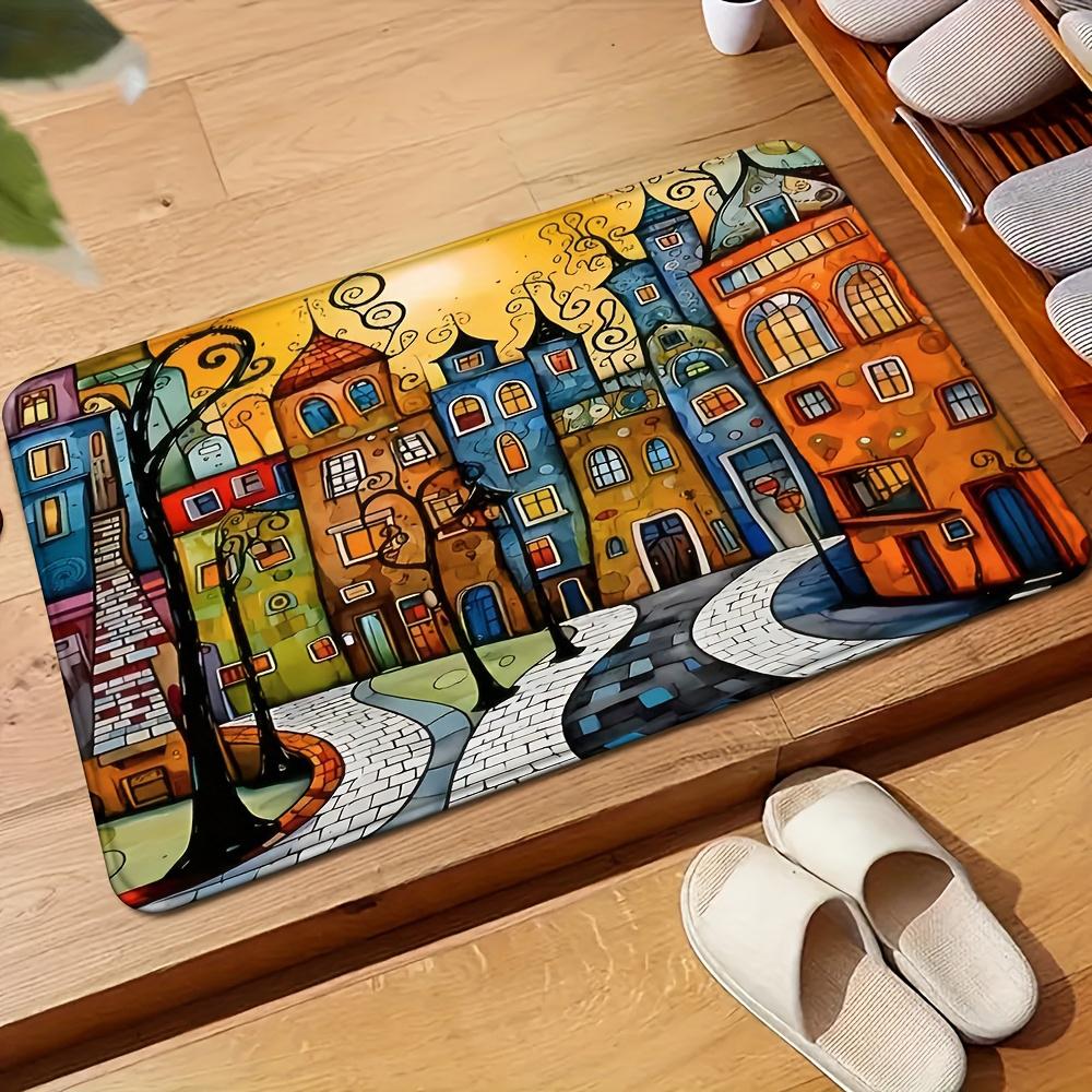 2D Flach-1 Stück Fußmatten für jedes Zuhause, Geeignet für Eingangsbereich, Küche, Wohnzimmer, rechteckige Teppichdekoration. 40x60cm