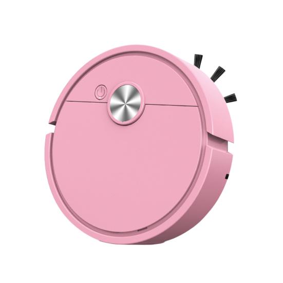 3-in-1-Kehrroboter-Staubsauger Leistungsstarker, saugstarker, ultraschlanker Mini-Reinigungsroboter Automatischer Staubsauger rosa