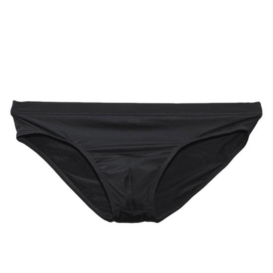 Herren Slips Low Rise Slim Fit Hohe Elastizität Unterwäsche Einfarbig Eisseide Transparente Höschen Sommer Ultradünne Unterwäsche 2XL black
