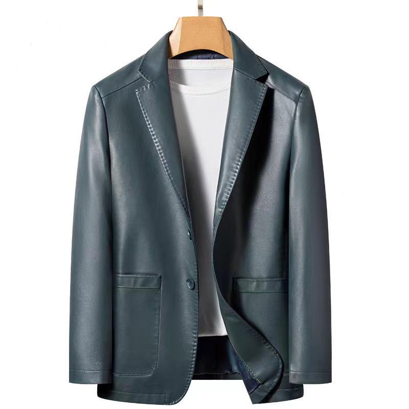 Echtes Leder Lederjacke Herren Schaf Anzug Anzug Lederjacke Frühling und Herbst dünne hochwertige Lederjacke XXXXL hellblaue