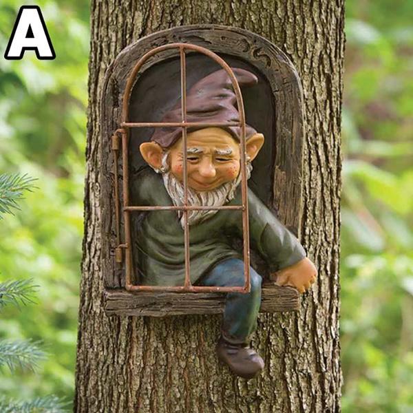 3D Zwerg Dekoration Garten Zwerg Statue Innendekoration Wand Ornamente Outdoor Garten Baum Anhänger A