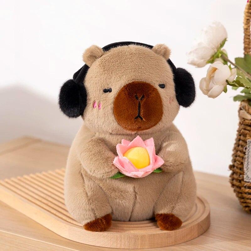 Süßes Capybara-Plüschtier, Kuscheltiere, Peace & Love, Capybara-Puppe, flauschiges Weißgesicht-Affenspielzeug, Kinderspielzeug, Geburtstagsgeschenk 38cm legierung orange