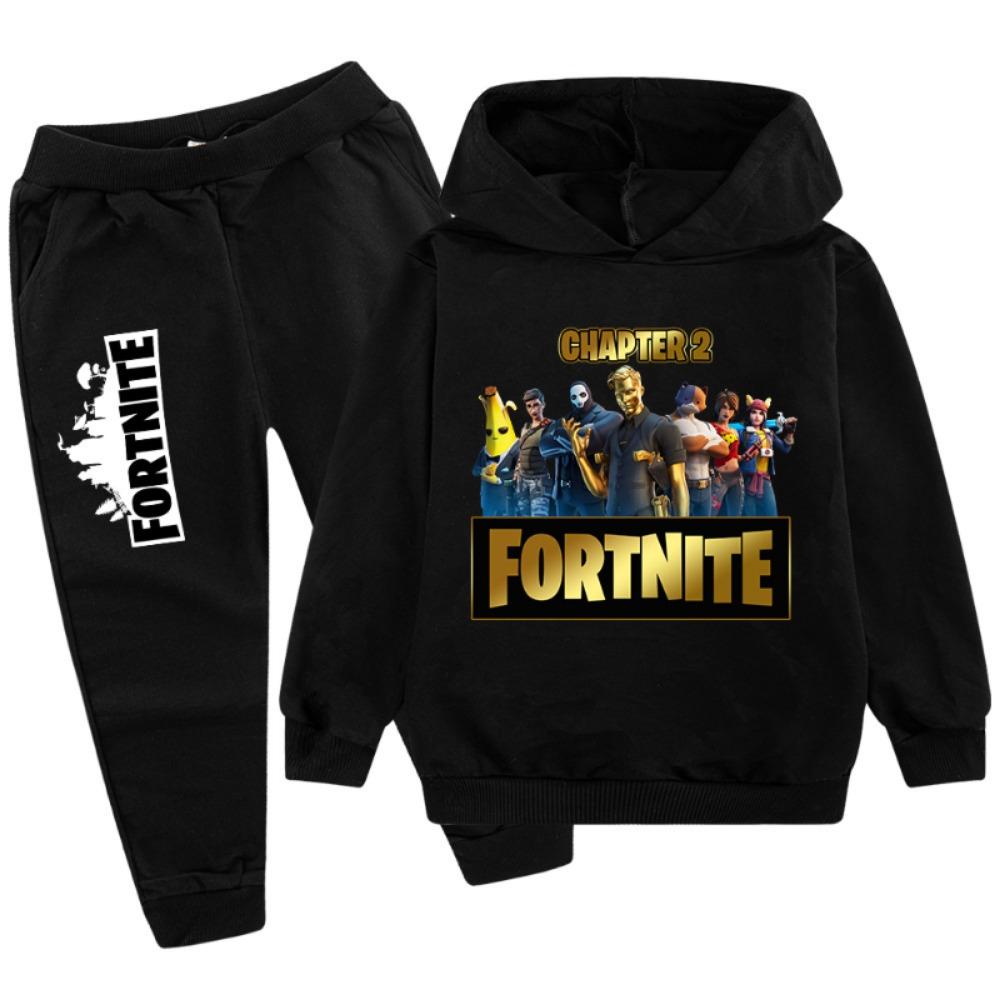 2-teiliges Fortnite Jungen Mädchen Bekleidungsset Herbst Winter Mode Taschenhosen Kapuzenpullover Langarm Sweatshirt Halloween Kleidung Geschenk 110