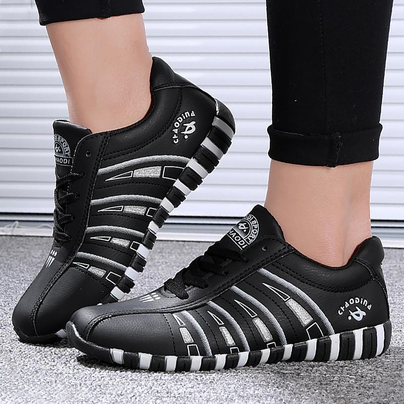 Damen-Turnschuhe, Sportschuhe, Damen, gestreift, zum Schnüren, zum Laufen, Freizeitschuhe, Damen-Turnschuhe, Größe 35–41 40 schwarz