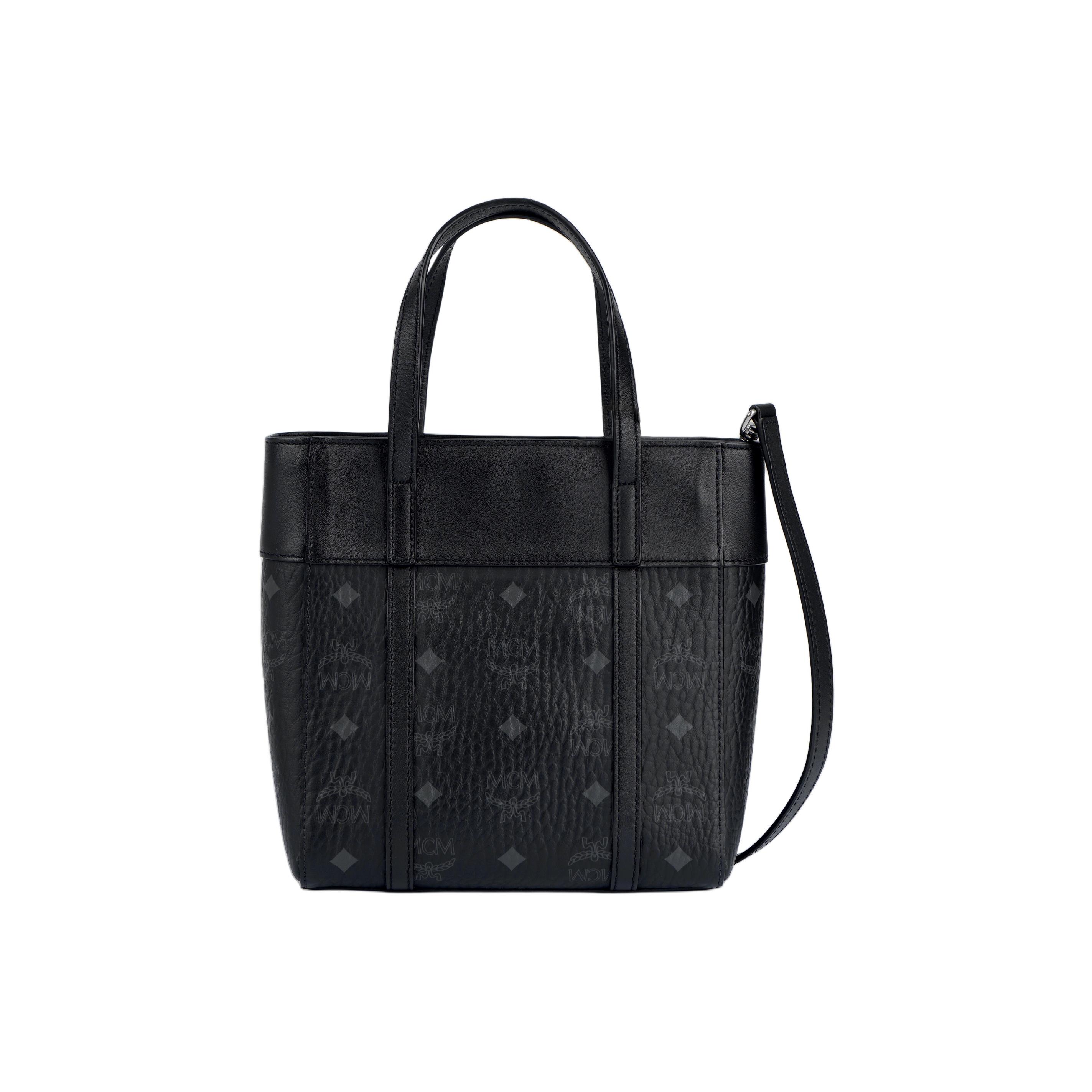 MCM Toni Monogram Leder und Kalbsleder Mini-Tragetasche Damen Tragetasche Schwarz MWPDSTA01BK001 Basic Set (Bag+Dust Bag)