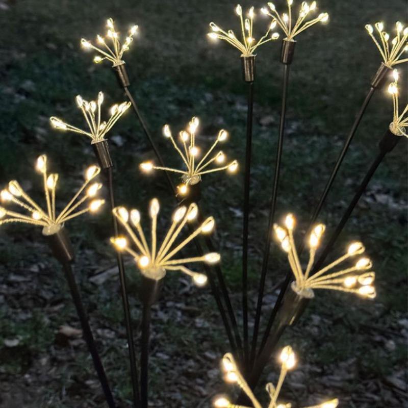 Solar LED Quallen Schwinglichter Gartendeko Wasserdichtes Outdoor Solarweglicht für Terrasse Balkon Hof Blumenbeet warm--6LED-1PC