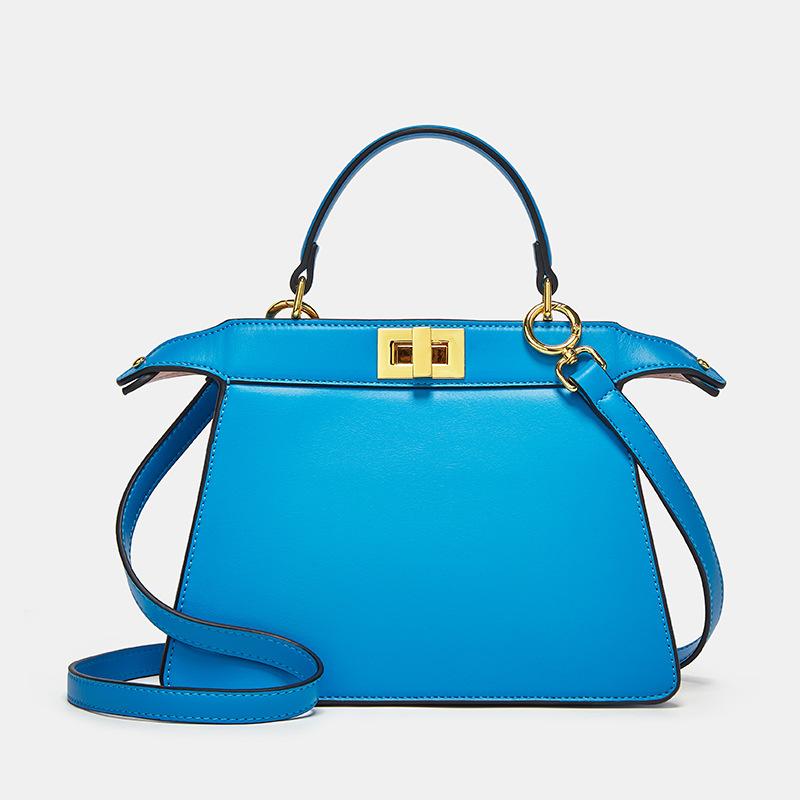 Modische und vielseitige Handtasche für Damen, einfache Handtasche für Frühling und Sommer, Umhängetasche blau