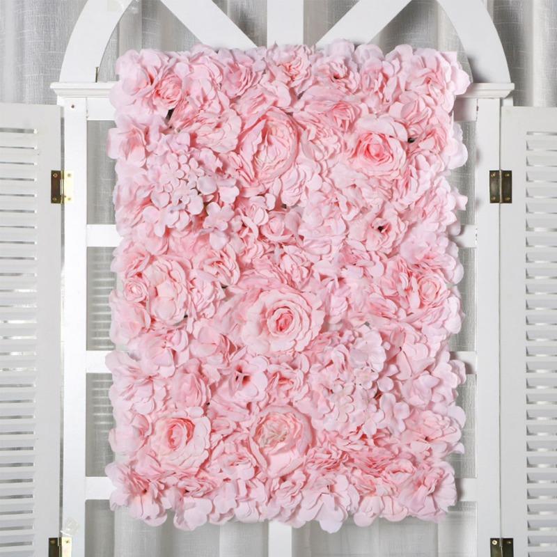40 * 60 cm künstliche Blumen-Wandpaneele, Blumen-Wandmatte, Seidenrosen-Hortensien-Blumenpaneele für Hintergrund, Hochzeit, Party, Wanddekoration korallen rosa