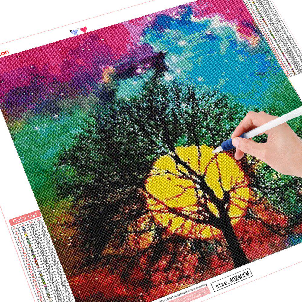 Diamant-Gemälde, Kreuzstich, Baum, Diamant-Mosaik, Landschaft, Diamant-Stickerei, komplett rund 30x30