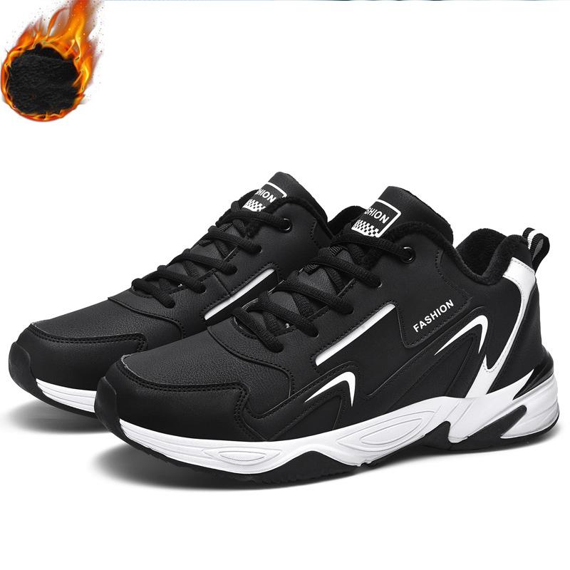 35–48 Herren, große Größe, sportlich, lässig, Gummi, weicher Boden, plus Samt, warm, für Herren und Damen, Jogging, Fitness, Leder, Basketballschuhe 35 weiß/schwarz