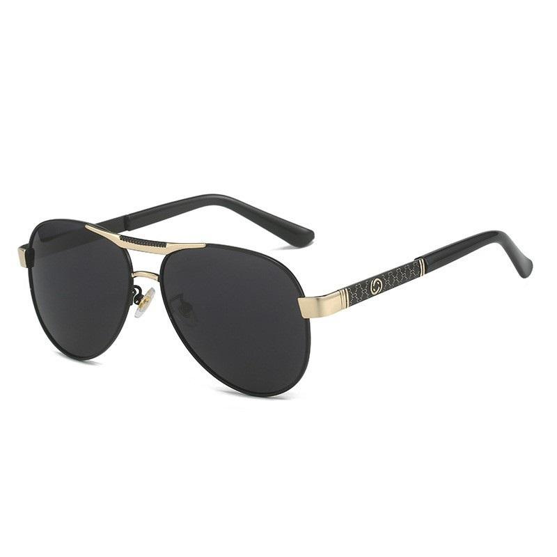 Polarisierte Sonnenbrille für Herren, klassisches Design, für Autofahren, Sportbrille, Vintage, schwarze Sonnenbrille zum Angeln gold